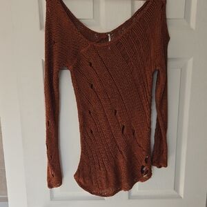 Free People Knit Sweater In Rusty Orange Size M
